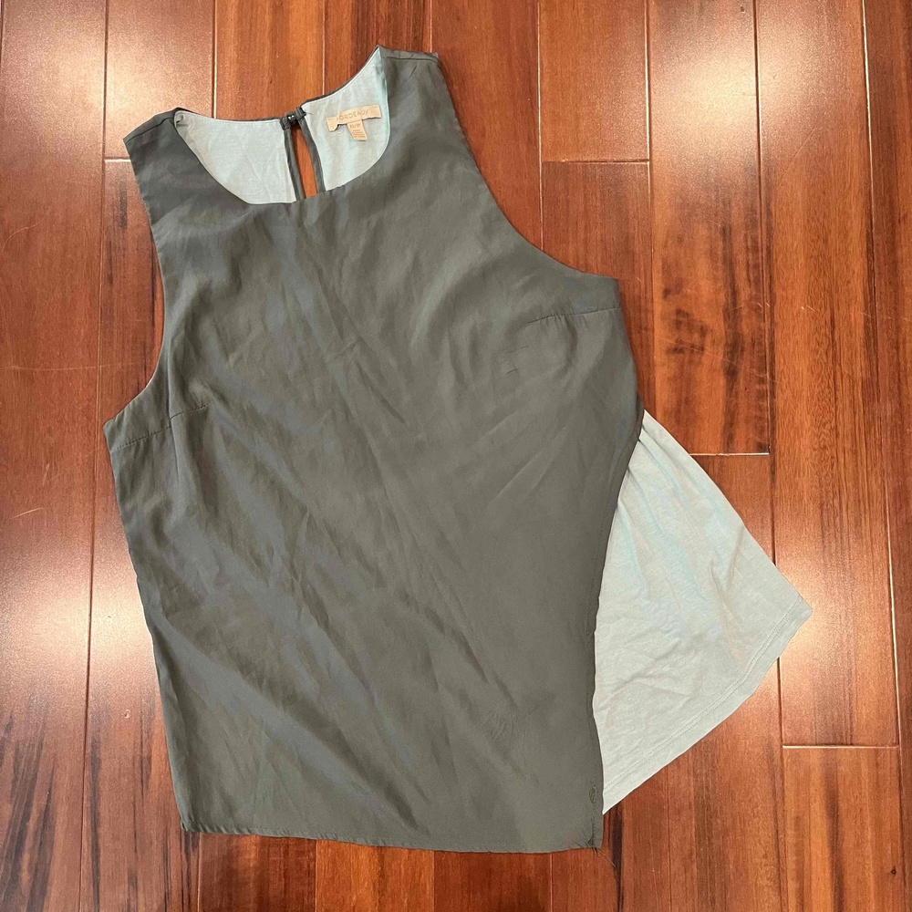 Bordeaux Green Light Blue Blouse Sleeveless Tank Asymmetrical Layered Size XS